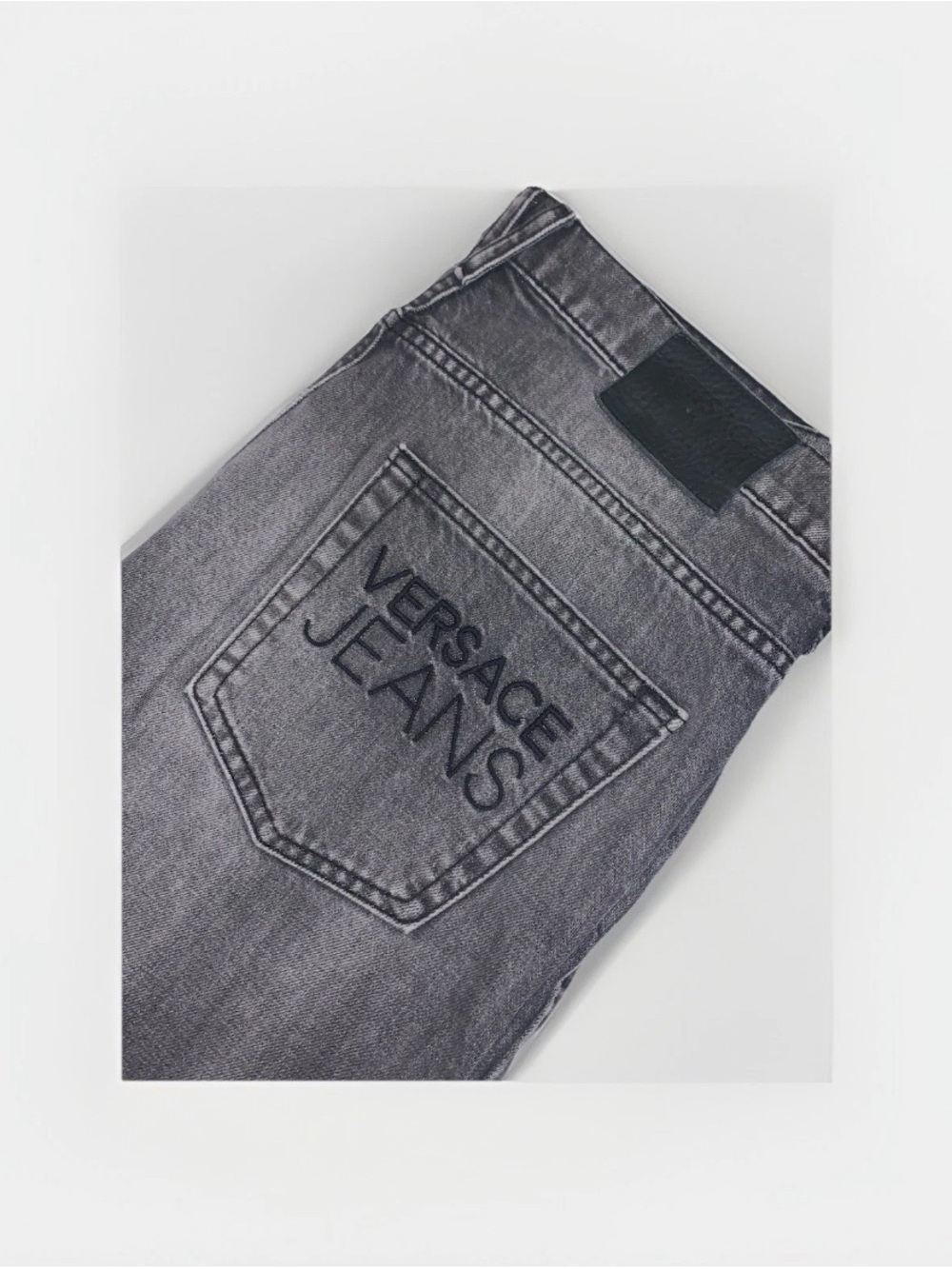 Versace Jeans Collection Men's Gray Logo-Embroidered Slim Jeans Size 34